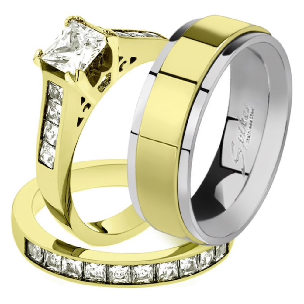 His & Her 14K G.P. Stainless Steel 2.50 Ct B